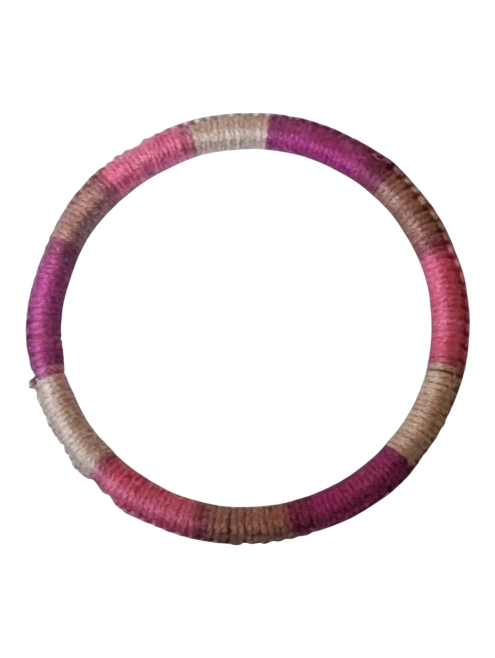 Handmade Pink and Tan Variegated Macrame Bangle Bracelet One-of-a-Kind New